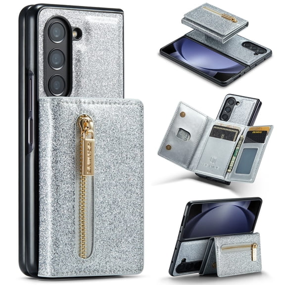 Detachable Back Cover For Samsung Galaxy Z Fold 5 Fold4 Fold3 Wallet Case with Card Holder Magnetic For Samsung Galaxy Z Fold 5 Fold 4 Fold 3 Leather Phone Cases