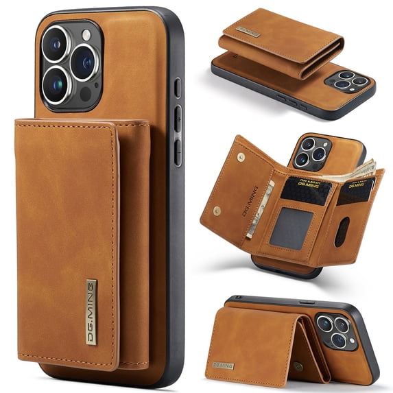 Detachable Back Cover For iPhone 15 Pro Max 15Plus 15Pro 14ProMax 14Pro 14Plus 13ProMax 13 13Pro 12ProMax 12 12Pro 11 Pro Max Wallet Case with Card Holder Magnetic For iPhone 15 Leather Phone Cases