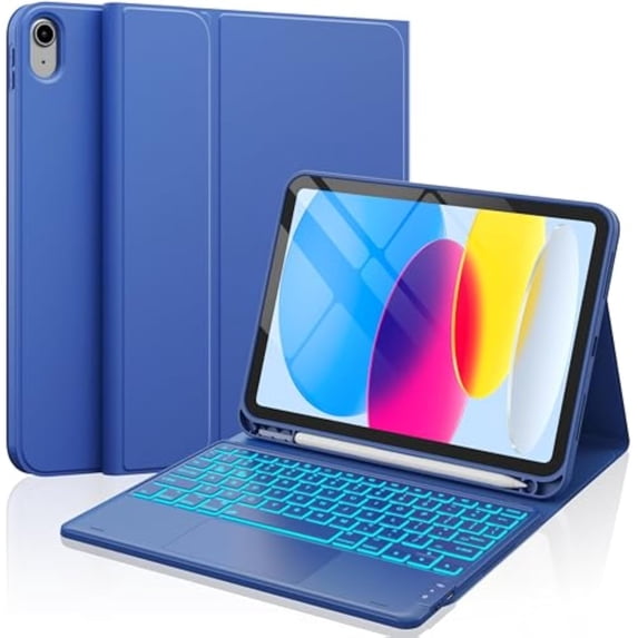 Detachable Backlit Keyboard Case for iPad 10th/11th Gen A16, Trackpad & Pencil Holder,Blue