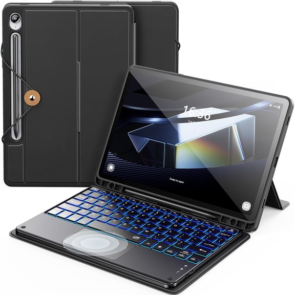 Detachable Backlit Keyboard Case w/Trackpad for Tab S10 Lite/S10 FE/S9 FE/S9, Black