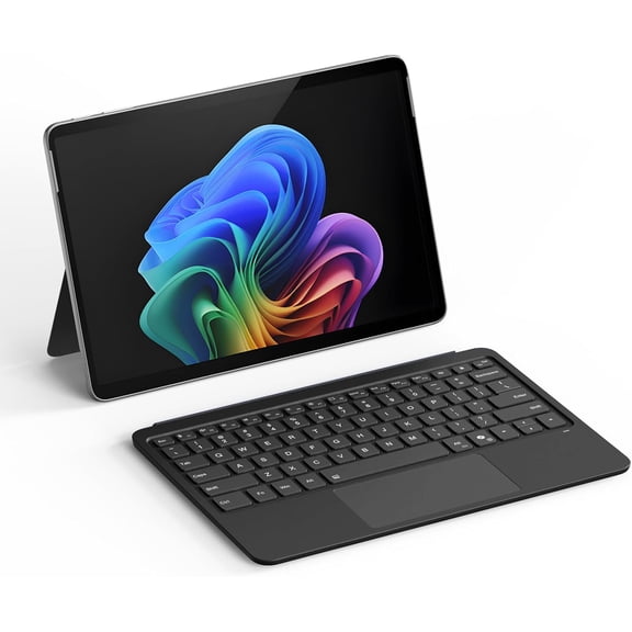 Detachable Bluetooth Keyboard for Microsoft Surface Pro 12 inch 2025 7-Color Backlit Wireless Keyboard with Touchpad, 14 Shortcut Keys, 30H Battery Magnetic & Slim Design, Black
