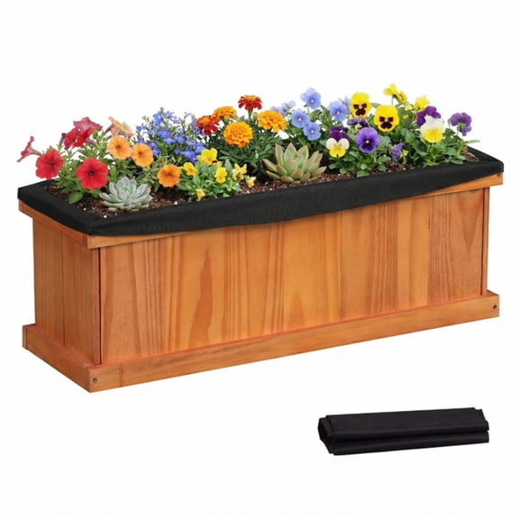 Detachable Bottom Garden Bed, Protective Coating Pine Planter for Herbs, Flowers & Vegetables 28" x 9.5" x 10"