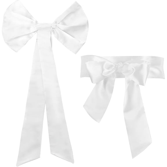 Detachable Bow for Wedding Dress and Satin Sash Belt Bowknot with Wrap Around Waist Band Bridal Waist Belt for Dress Bridal Wedding Bridesmaid Prom