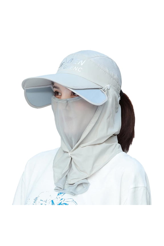 Detachable Buckle Sun Hat for Men Sailing Fishing Wide Brim Cap Protection Fisherman’s Hat Solid Color with Face Neck Cover