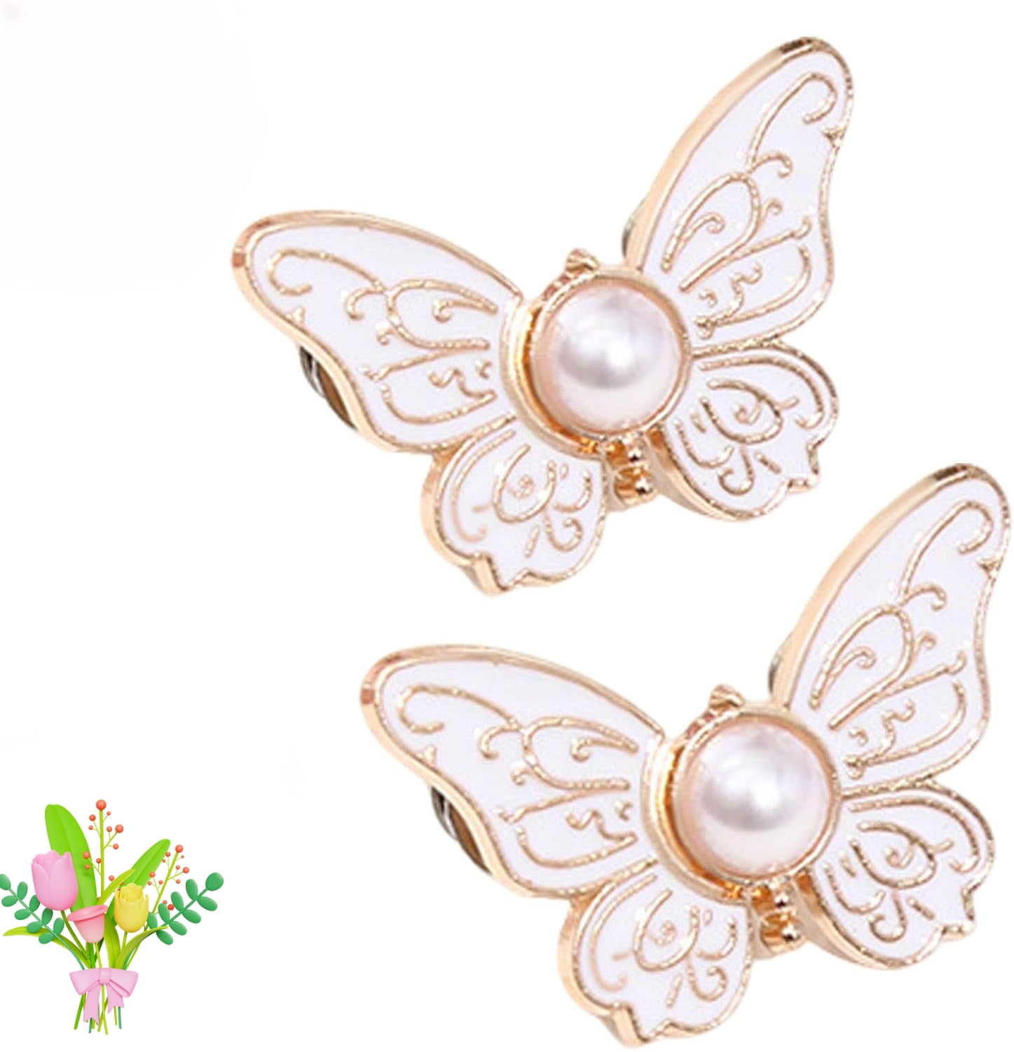 Detachable Butterfly Clips, 2-Pack Detachable ButterflyClips, Butterfly Buckle Clasp, ButterflyWaist Cinching Button, Reusable PantWaist Tightener, Buttons Pins for Loose Jeans