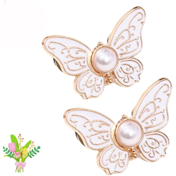 Detachable Butterfly Clips, 2-Pack Detachable ButterflyClips, Butterfly Buckle Clasp, ButterflyWaist Cinching Button, Reusable PantWaist Tightener, Buttons Pins for Loose Jeans