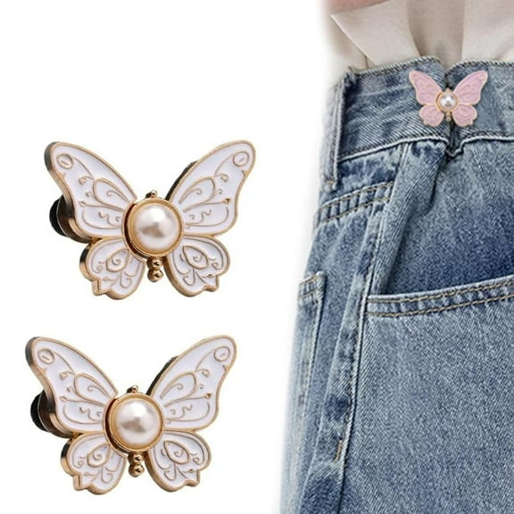 Detachable Butterfly Clips - Reusable Waist Adjuster for Loose Jeans, Jackets, Coats & Shirts(2 Pcs,pink)