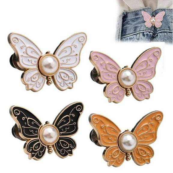 Detachable Butterfly Clips, Reusable Waist Tightener for Loose Jeans & Pants - Fits Jackets, Coats, Shirts, Overalls