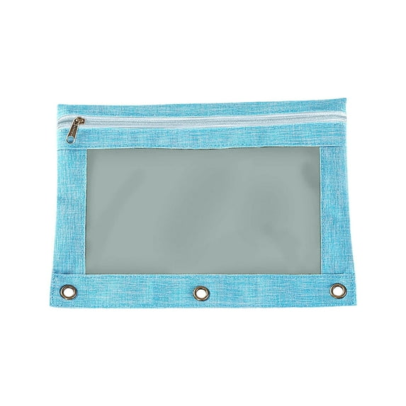 Detachable Canvas 3-Ring Binder Pouch - Large Capacity Pencil Case w/Smooth Zipper, 9.8x7.1 Inch Sky Blue