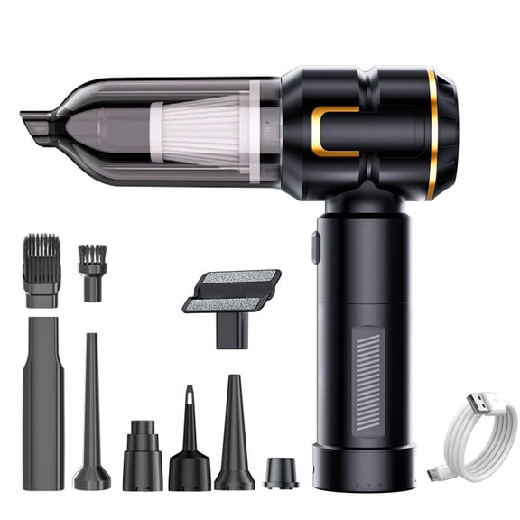Detachable Car Vacuum Featuring LED Light Multifunction Design Including Suction Blower Inflator Sealer Function