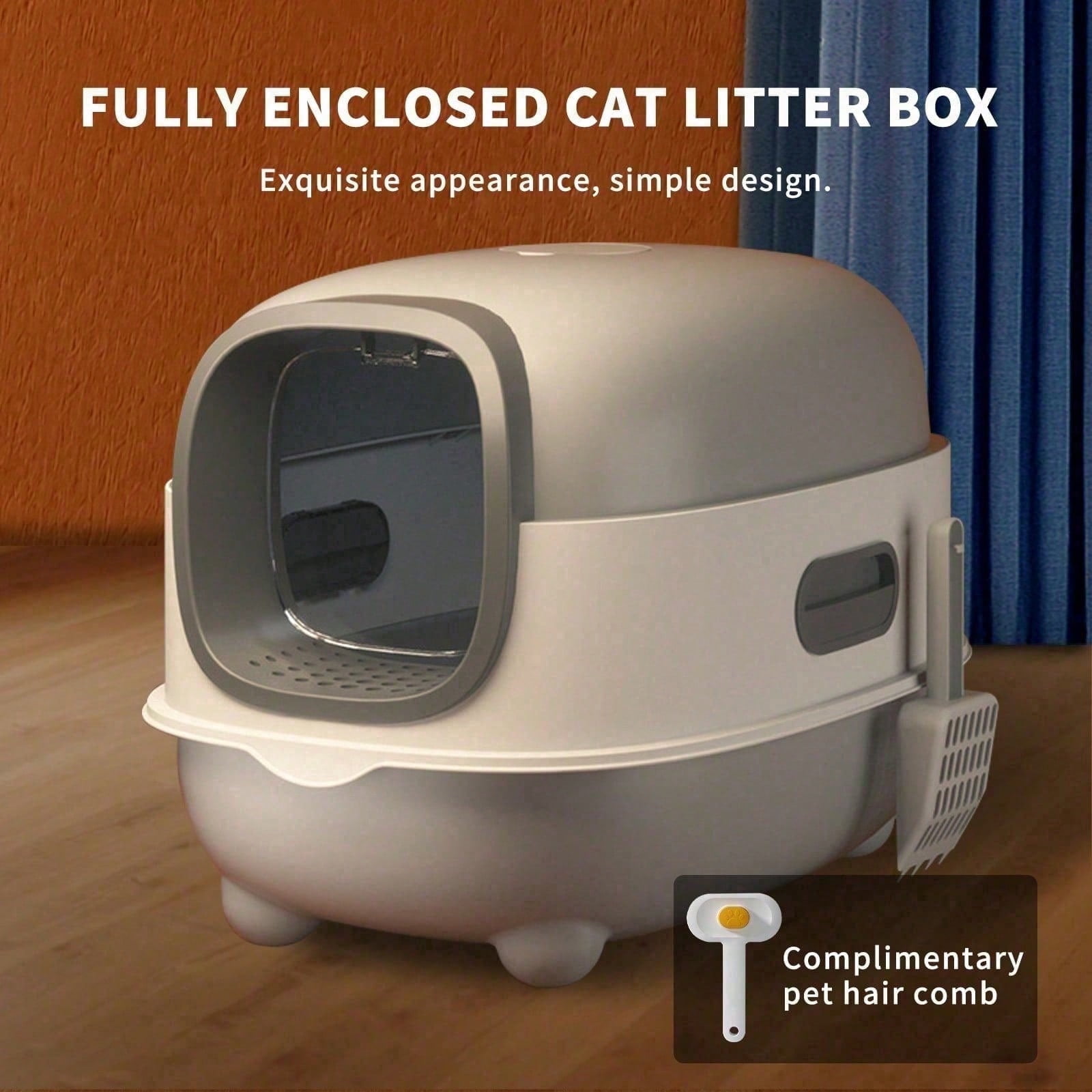 Detachable Cat Litter Box – Portable Enclosed Toilet with Lid & Scoop, Large Space Plastic Design for Easy Cleaning & Odor Control