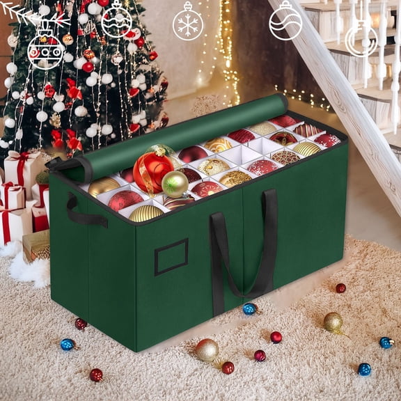 Detachable Christmas Ornament Storage Box - Multifunctional Stackable Ball Organizer Container with Handles, Holiday Decoration Holder Portable Tote for Baubles Tree Decorations Festive Supplies