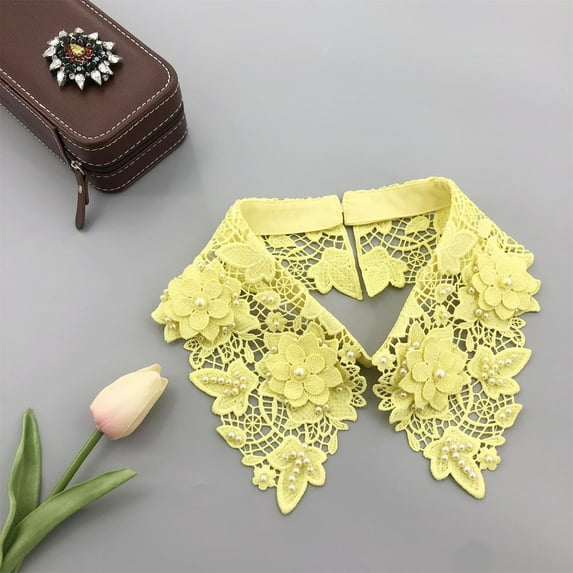 Detachable Collar, Multicolor Lace Flower Collar, Water Soluble Embroidery Collar, Elegant Fake Collar for Women, Dresses, Vintage Style, Delicate Detail, Gift for Her Baberdicy, Ideal for Women