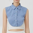thumbnail image 1 of Detachable Collar Women Solid Ruffle Detachable Blouse With False Collar Half Elastic Waist Shirt Collar Blue, 1 of 8