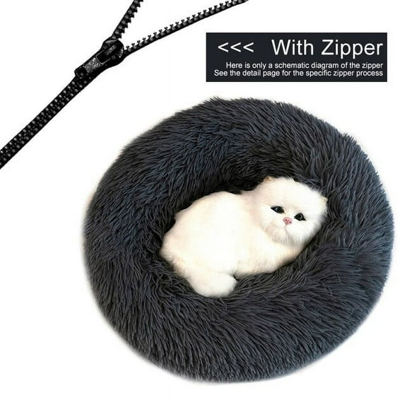 Detachable Dog Bed With Zipper For Dogs Cats Round Mat Thicken Plush Warm Pet Bed 100 cm