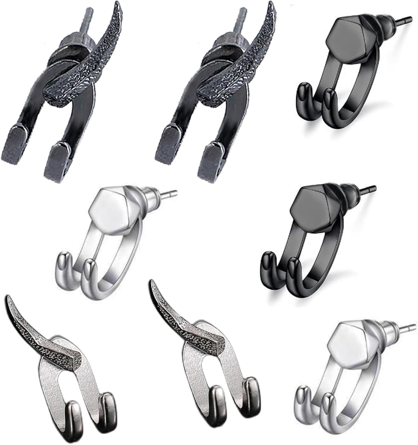 Detachable Dual Stud Earrings For Men, Punk Earring Studs For Women Man Jewelry Gift, Viking Gifts Earring For Men Hook Prong Earringsu2026[Z1]