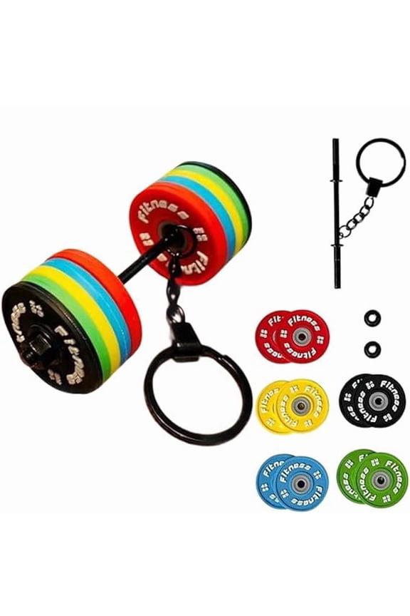 Detachable Dumbbell Keychain Fitness Accessory, Realistic Mini Barbell with Soft Silicone Plates for Gym Motivation Daily Reminder for Fitness Enthusiasts and Workout Lovers