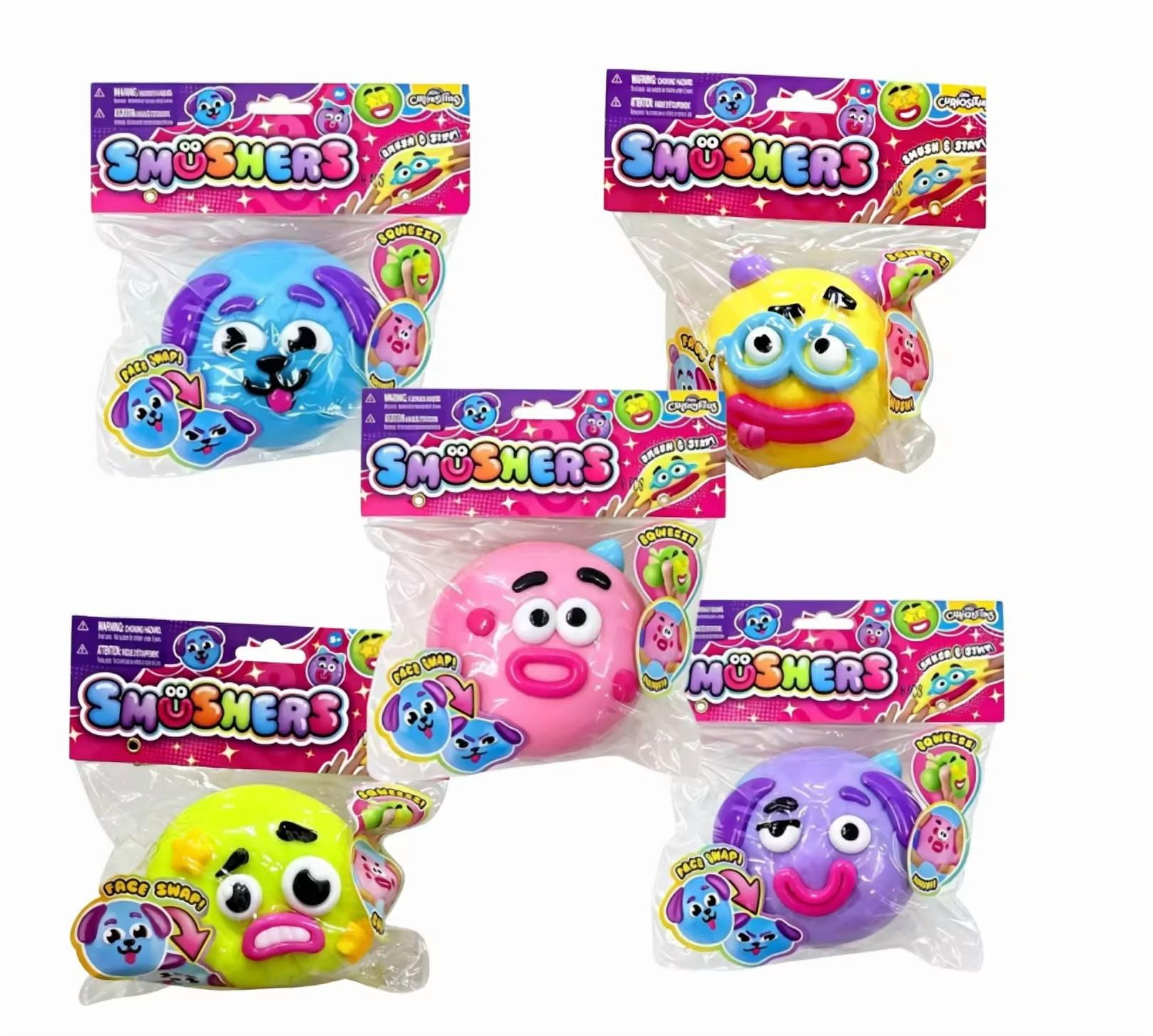 Smushers Squeeze Toys, Novelty Smush Face Squeeze Toys, Durable Removable Facial Expressions for Birthdays and Get-Togethers, Cute & Expressive Design (Blue)