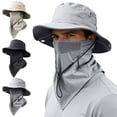 thumbnail image 1 of Detachable Face Mask & Neck Flap, Breathable Windproof Sun Protection Fisherman Hat, Quick-Dry Adjustable Sunshade Cap with Mesh Vents & Drawstring for Fishing, Hiking and Outdoor Activities, 1 of 10