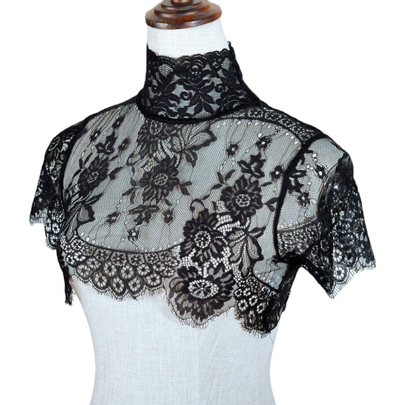 Detachable Fake Collar Half Shirt Sheer Eyelash Floral Lace Dickey Choker