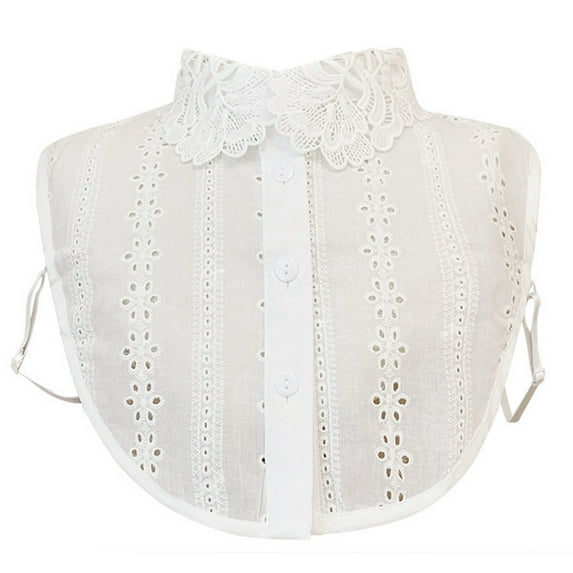 Detachable False Collar Dickey Hollow Out Floral Lace Half Shirt Top for Women