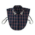 thumbnail image 1 of Detachable Faux Shirt Collar for Women, Christmas Plaid Dickey with Rhinestone Details, Festive Layered Top Accessory for Holiday Parties and Office Events(Blue), 1 of 3