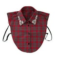 thumbnail image 1 of Detachable Faux Shirt Collar for Women, Christmas Plaid Dickey with Rhinestone Details, Festive Layered Top Accessory for Holiday Parties and Office Events(Red), 1 of 6