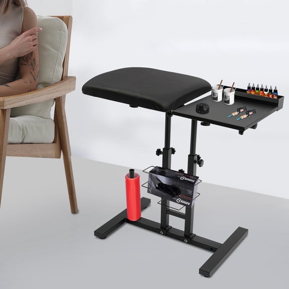 Detachable Folding Tattoo Workbench Display Stand Black Oversized Arm Rest Stand