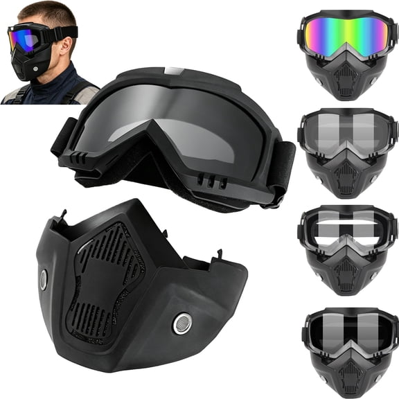 Detachable Full Face Goggle Mask, 2-in-1 Anti-Fog Face Shield with Goggles for Welding, Mowing, Riding Protection