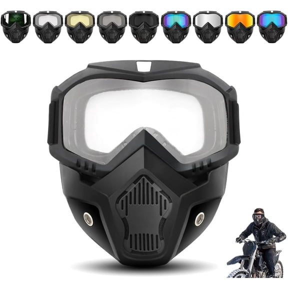 Detachable Full Face Goggle Mask 2-in-1 Anti-Fog HD Lens Impact Resistant Dustproof UV Protection for Grass Cutting Mowing Welding Riding Yard Work