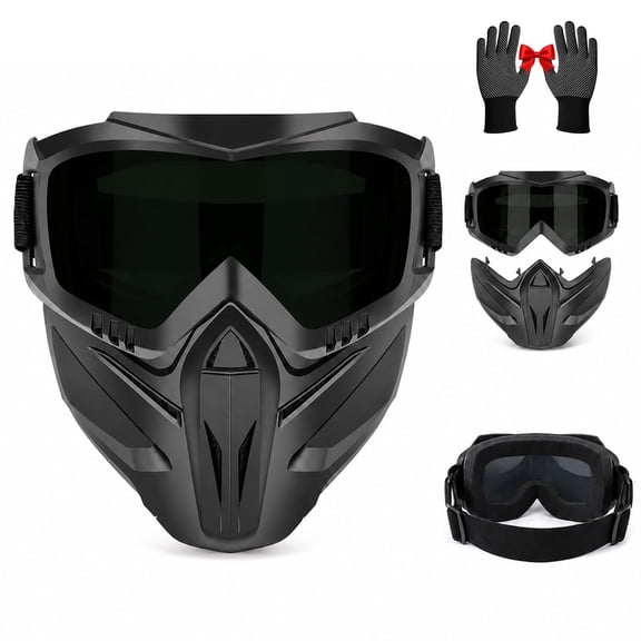 Detachable Full Face Goggle Mask, 2-in-1 Grass Cutting Goggles, Anti Fog Lens for Lawn Mowing, Riding, Yard Work