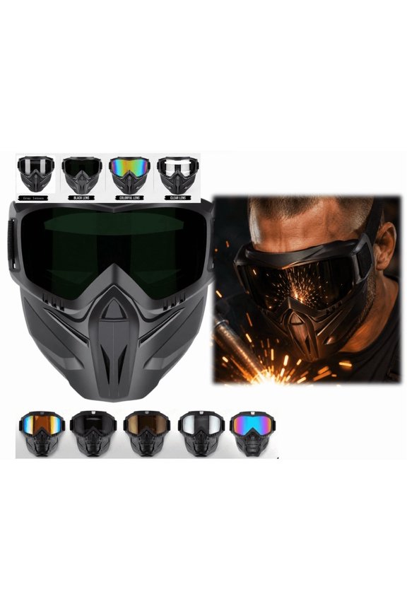 Detachable Full Face Goggle Mask, 2026 New Riding and Cutting, Anti-Ultraviolet Radiation, Anti-Dust, Large Viewing Hood (G)