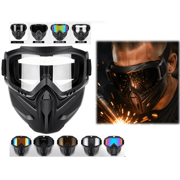 Detachable Full Face Goggle Mask, 2026 New Riding and Cutting, Anti-Ultraviolet Radiation, Anti-Dust, Large Viewing Hood (H)