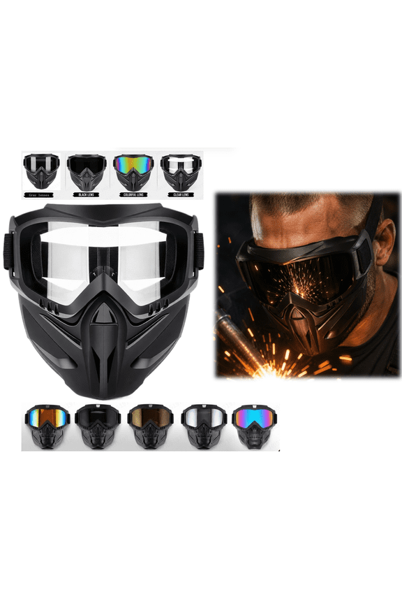 Detachable Full Face Goggle Mask, 2026 New Riding and Cutting, Anti-Ultraviolet Radiation, Anti-Dust, Large Viewing Hood (H)