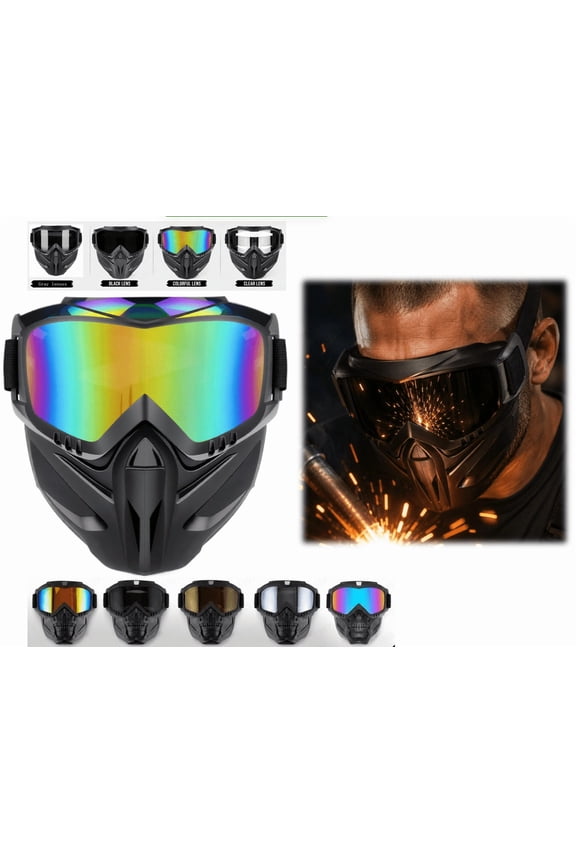 Detachable Full Face Goggle Mask, 2026 New Riding and Cutting, Anti-Ultraviolet Radiation, Anti-Dust, Large Viewing Hood (J)
