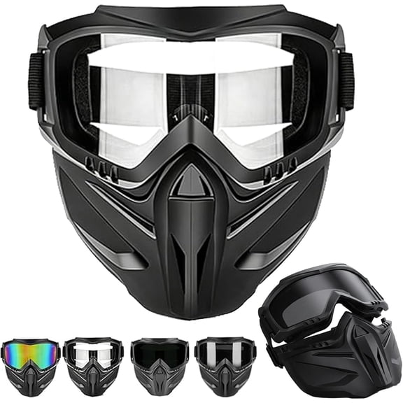 Detachable Full Face Goggle Mask, 2026 Upgrade Full Face Goggle Mask for Welding & Riding, for Men & Women
