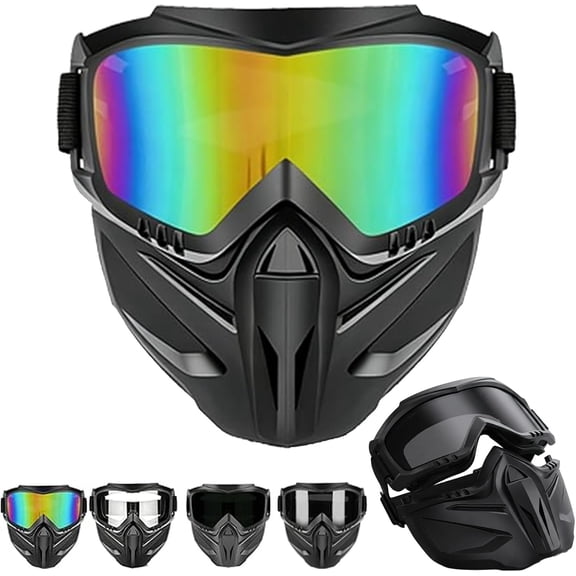 Detachable Full Face Goggle Mask, 2026 Upgrade Full Face Goggle Mask for Welding & Riding, for Men & Women
