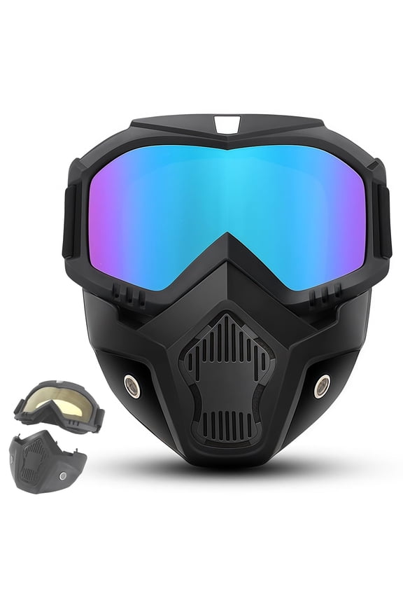 Detachable Full Face Goggle Mask, 2027 New Riding and Cutting, Anti-Ultraviolet Radiation, Anti-Dust, Large Viewing Hood