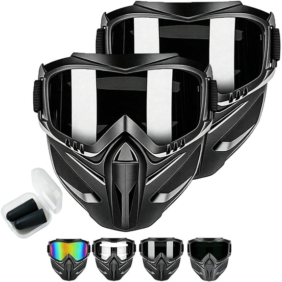 Detachable Full Face Goggle Mask Anti-Fog Anti-UV Dustproof Windproof for Motorcycle Cycling Skiing Work