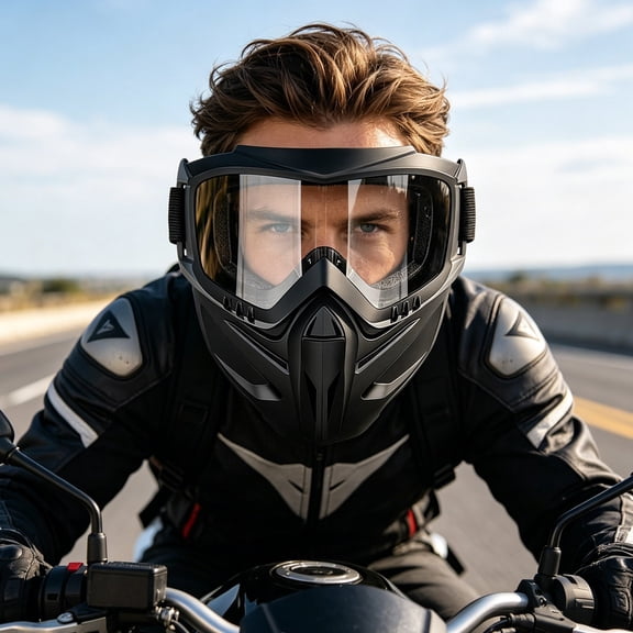 Detachable Full Face Goggle Mask, Anti-Fog Dustproof Protective Face Shield, Windproof Breathable Padded Property, All-Round Safety Gear for Mowing Grinding Riding Outdoor Working Protection