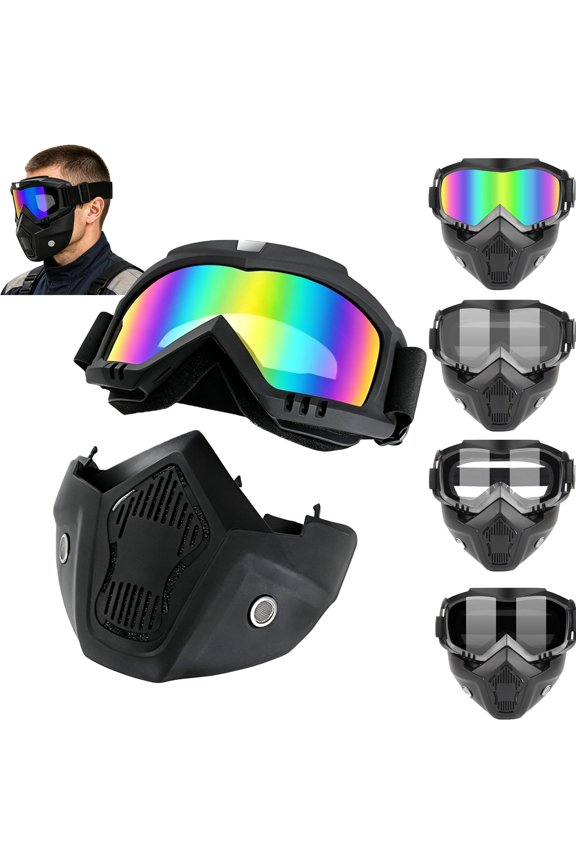 Detachable Full Face Goggle Mask, Anti-Fog Grass Cutting Mask with Sponge Pad, for Welding, Riding and Mowing Protection
