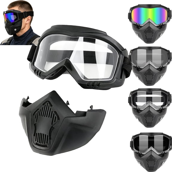 Detachable Full Face Goggle Mask, Anti-Fog Grass Cutting Mask with Sponge Pad, for Welding, Riding and Mowing Protection