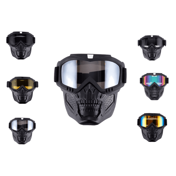 Detachable Full Face Goggle Mask, Anti-Fog Impact Resistant Protective Face Shield, Dustproof Weed Eater Mask for Yard Work, Riding & Welding A-Silver