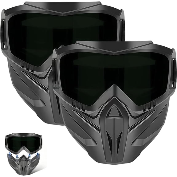 Detachable Full Face Goggle Mask, Anti Fog Protective Face Cover with Adjustable Elastic Straps for Welding & Riding