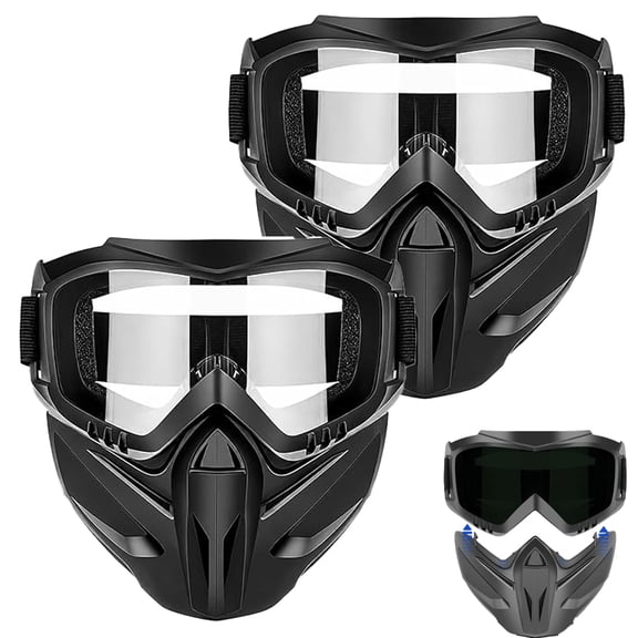 Detachable Full Face Goggle Mask, Anti-Fog UV-Resistant Full Face Dust Mask for Riding, Grass Cutting, and Welding
