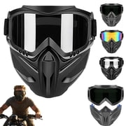 Detachable Full Face Goggle Mask, Anti-Fog UV-Resistant Full Face Dust Mask for Riding, Grass Cutting, and Welding