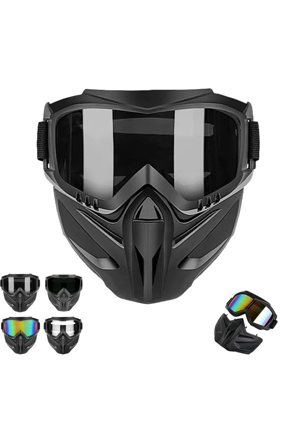 Detachable Full Face Goggle Mask,Anti-Fog Windproof Impact Resistant Face Protection Shield for Cleaning,Riding & Workshop Use