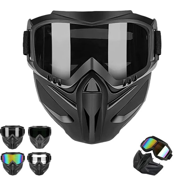 Detachable Full Face Goggle Mask,Anti-Fog Windproof Impact Resistant Face Protection Shield for Cleaning,Riding & Workshop Use