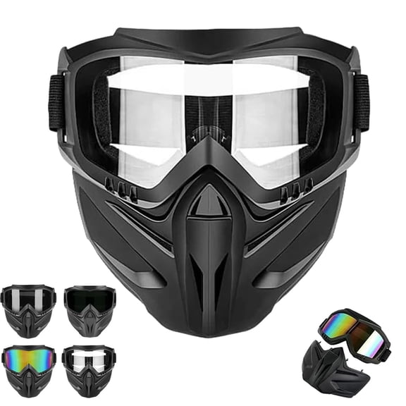 Detachable Full Face Goggle Mask,Anti-Fog Windproof Impact Resistant Face Protection Shield for Cleaning,Riding & Workshop Use