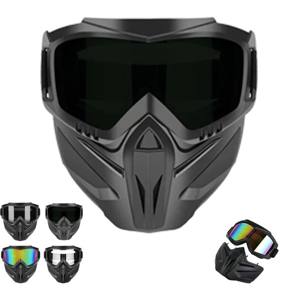 Detachable Full Face Goggle Mask,Anti-Fog Windproof Impact Resistant Face Protection Shield for Cleaning,Riding & Workshop Use